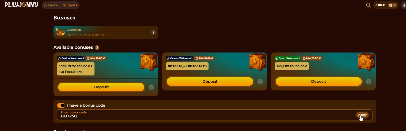 Screenshot Play Jonny - Bonus Sans Dépôt 50 Tours Gratuits avec code EQUI50